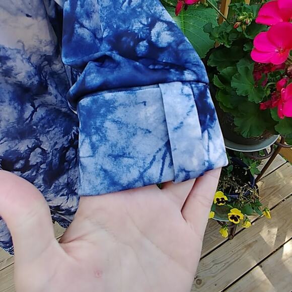 Indigo Soul Tunic Tassles Fringe Blue/White Large Blouse Top - Picture 3 of 7